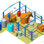 Detailed 3D CAD model showcasing piping layout and equipment placement in a modern process plant.